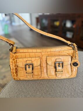 Dooney and Bourke Tan Croc-Embossed Leather Shoulder Bag 11.5x5.5